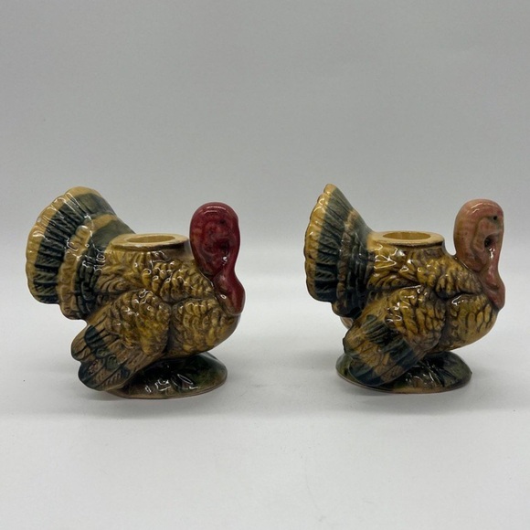 Vintage Napcoware Turkey Candle Holder Covered Dish Set Thanksgiving Table Decor - Picture 2 of 16